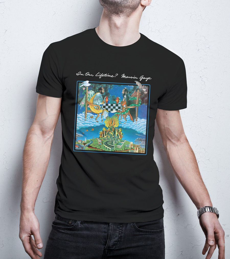 In Our Lifetime? Marvin Gaye Album Checkerboard Angels Earth Journey T-Shirt