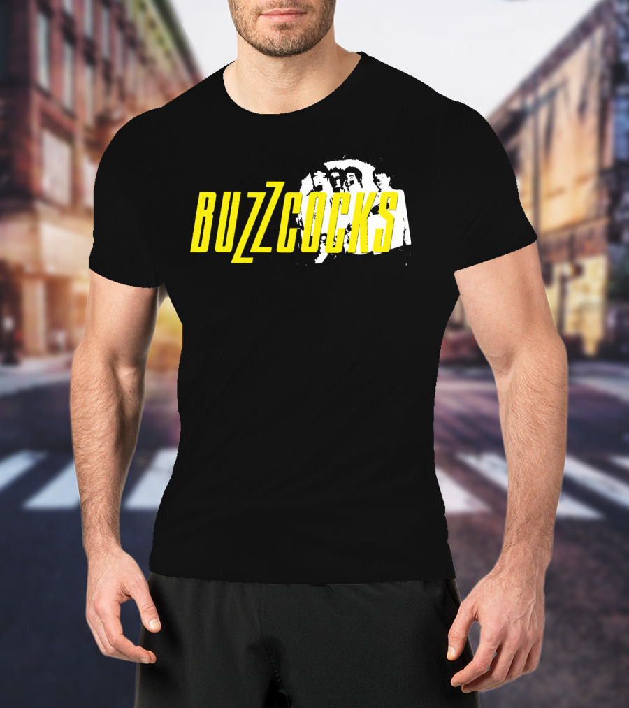 BUZZCOCKS Yellow Logo With Band Photo T-Shirt