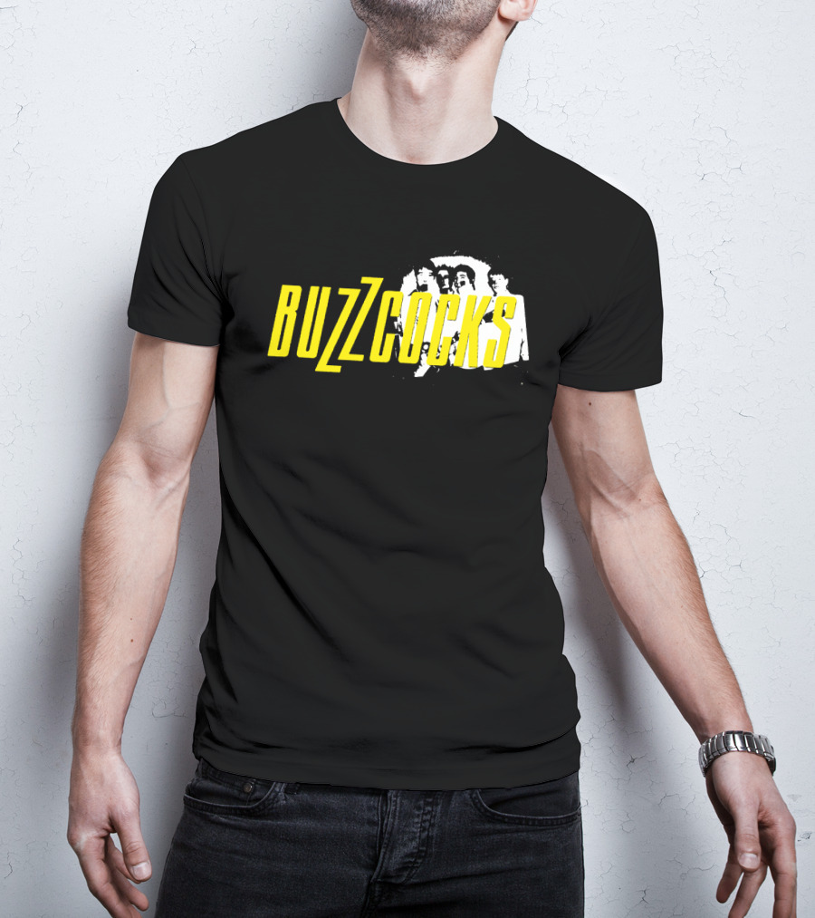 BUZZCOCKS Yellow Logo With Band Photo T-Shirt