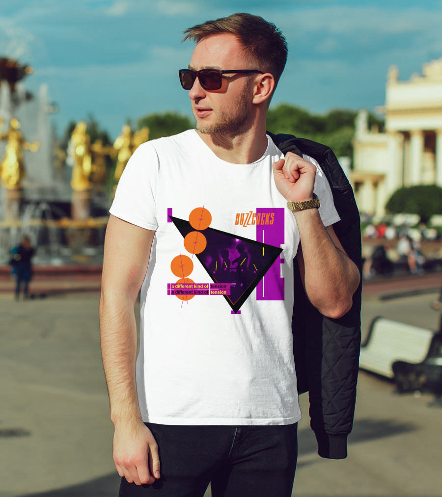 Buzzcocks A Different Kind Of Tension BZC 04 Purple Triangle T-Shirt