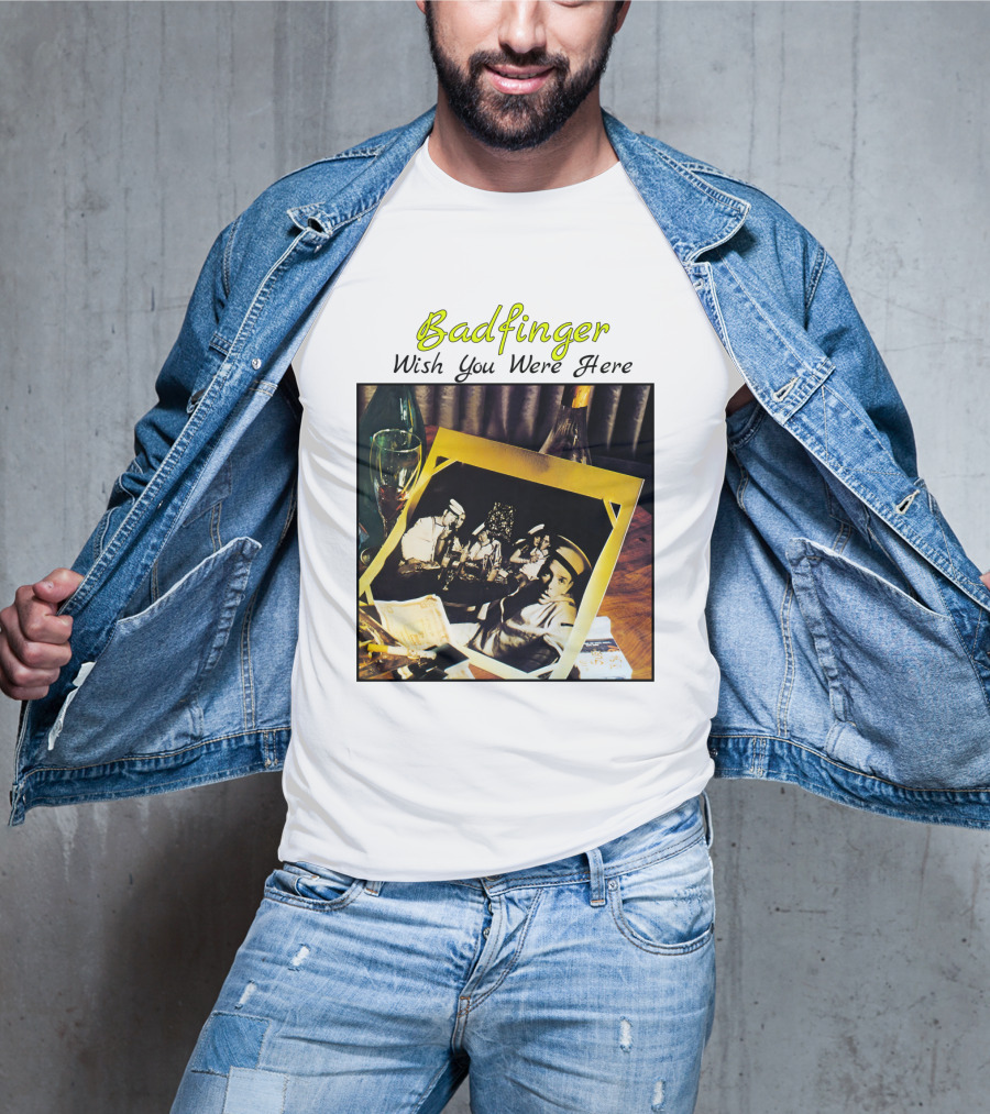 Badfinger Wish You Were Here Album Art Photographic Table Setting With Drinks And Photographs T-Shirt