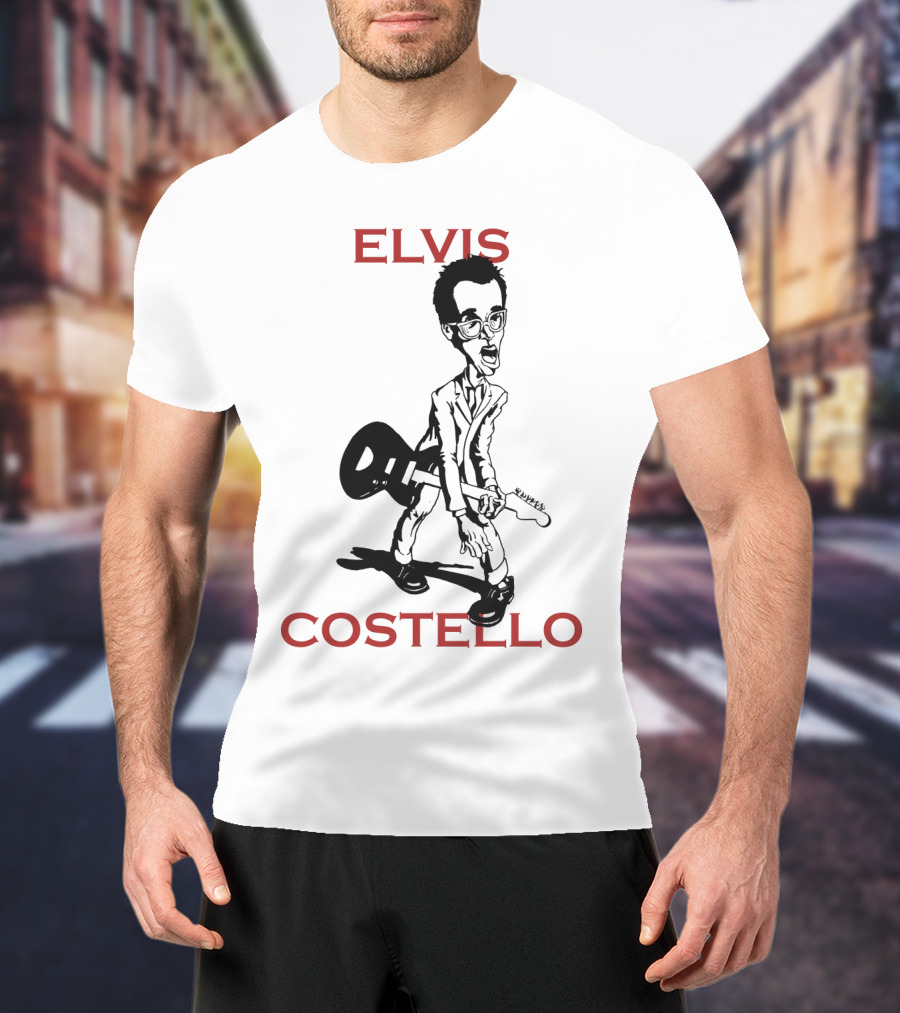 Elvis Costello Caricature With Guitar T-Shirt