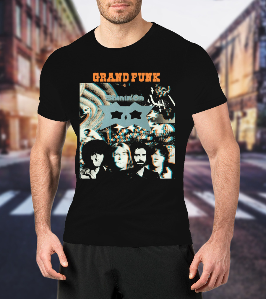 Grand Funk Railroad Shinin' On Album Cover Art With Band Members T-Shirt