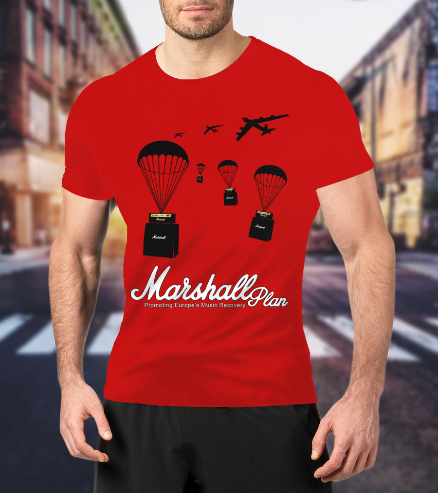 Marshall Plan Amplifiers Parachuted For Europe's Music Recovery T-Shirt