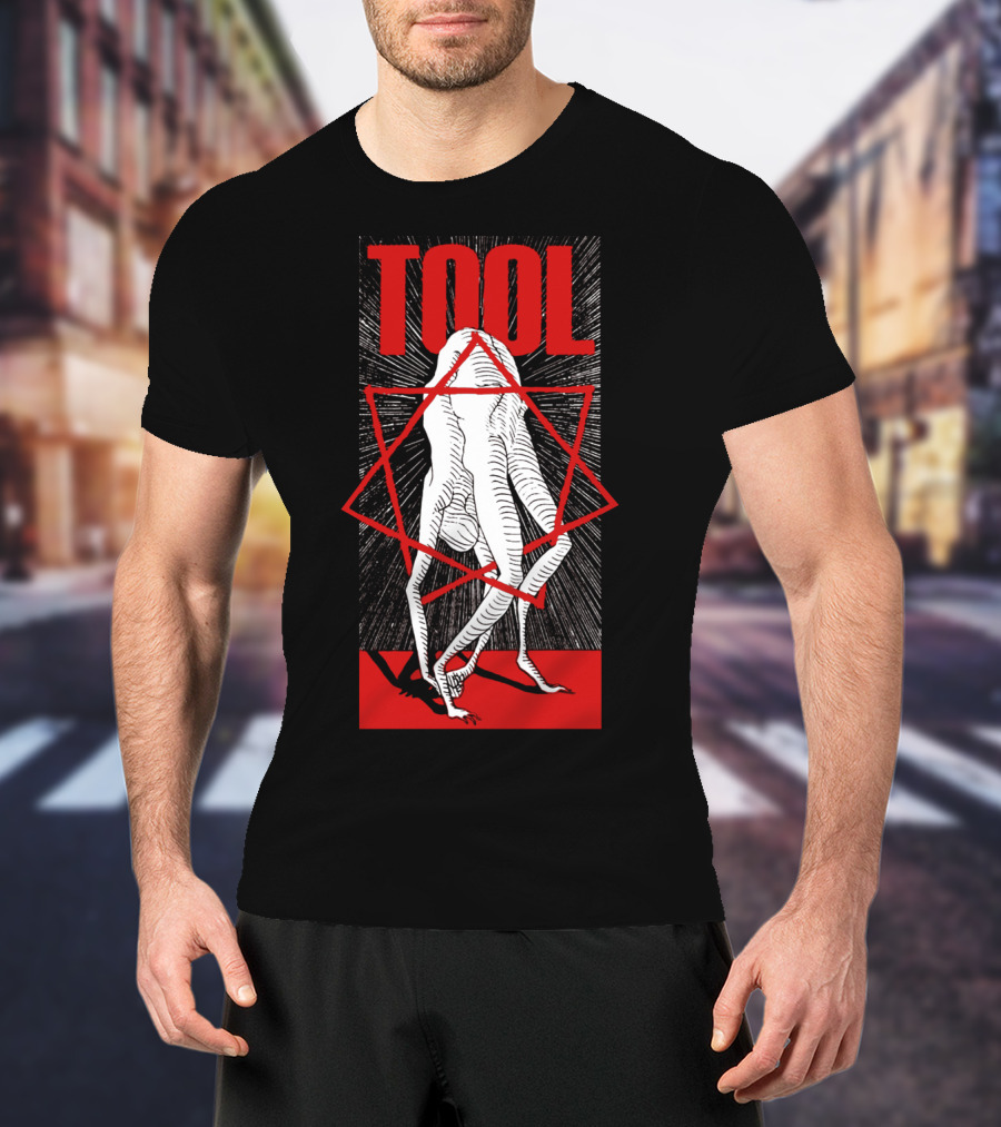 Tool Geometric Human Figure With Red Star T-Shirt