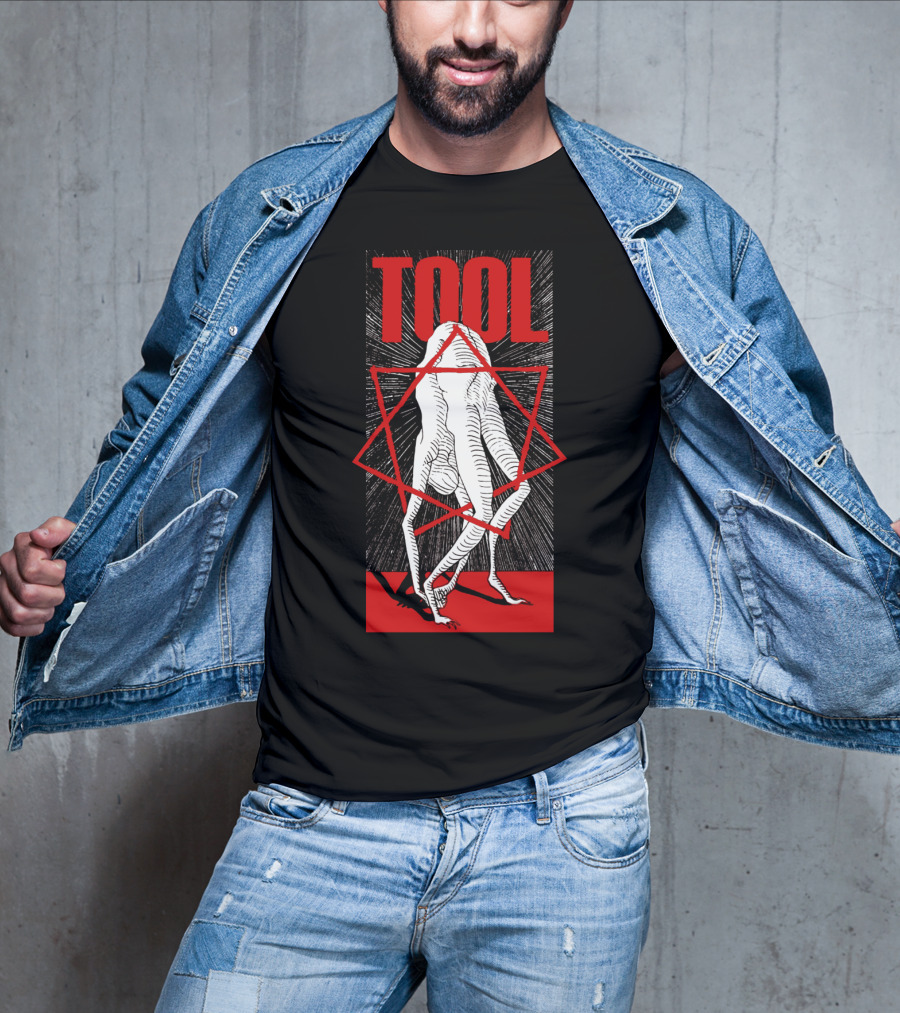 Tool Geometric Human Figure With Red Star T-Shirt