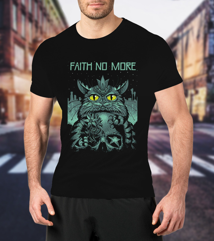 Faith No More Galactic Cat 09 Starry Night Skyline T-Shirt