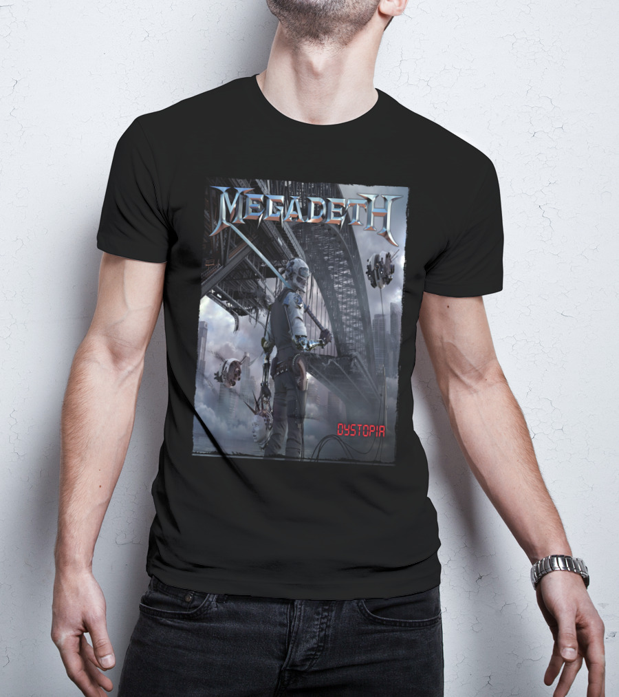 Megadeth Dystopia Album Art Robotic Future Bridge Scene T-Shirt