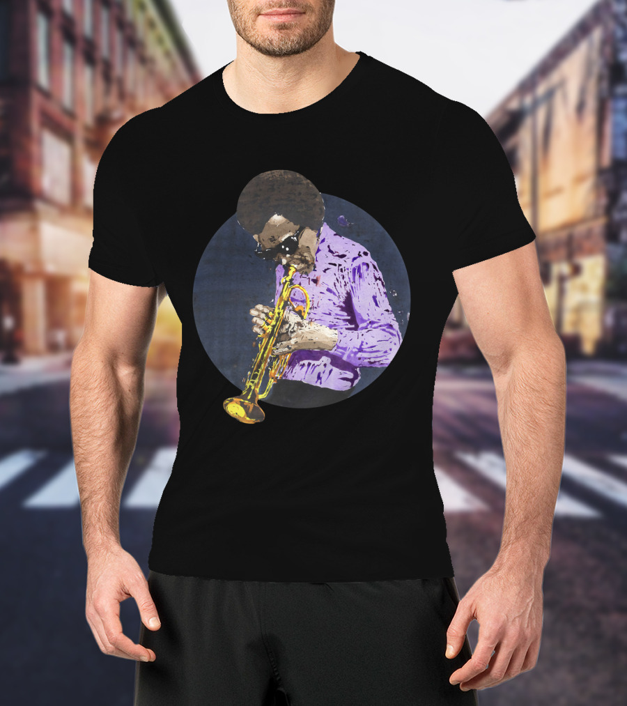 Mdv Miles Davis Vintage Jazz Trumpeter Iconic Purple Style T-Shirt