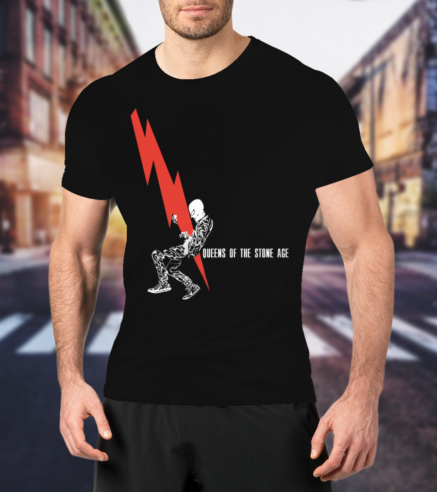 Queens Of The Stone Age Red Lightning Skeleton T-Shirt