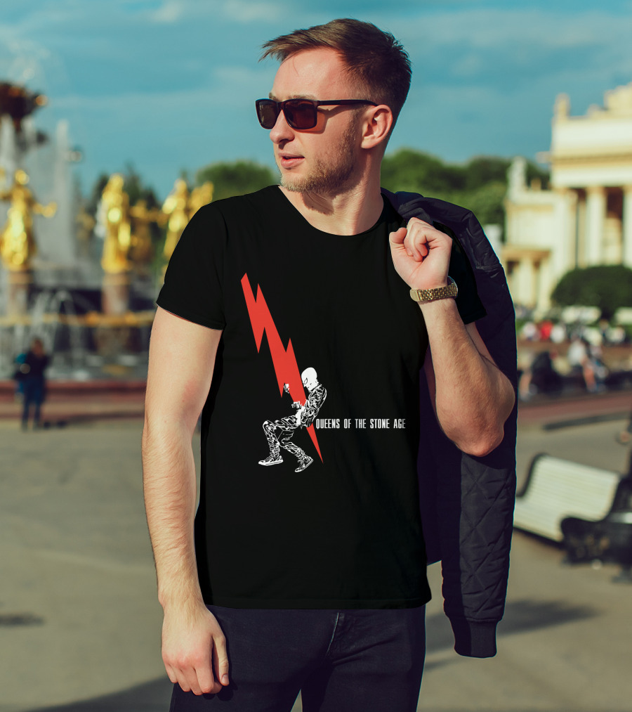 Queens Of The Stone Age Red Lightning Skeleton T-Shirt