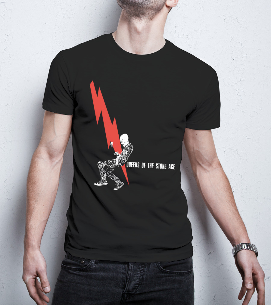 Queens Of The Stone Age Red Lightning Skeleton T-Shirt