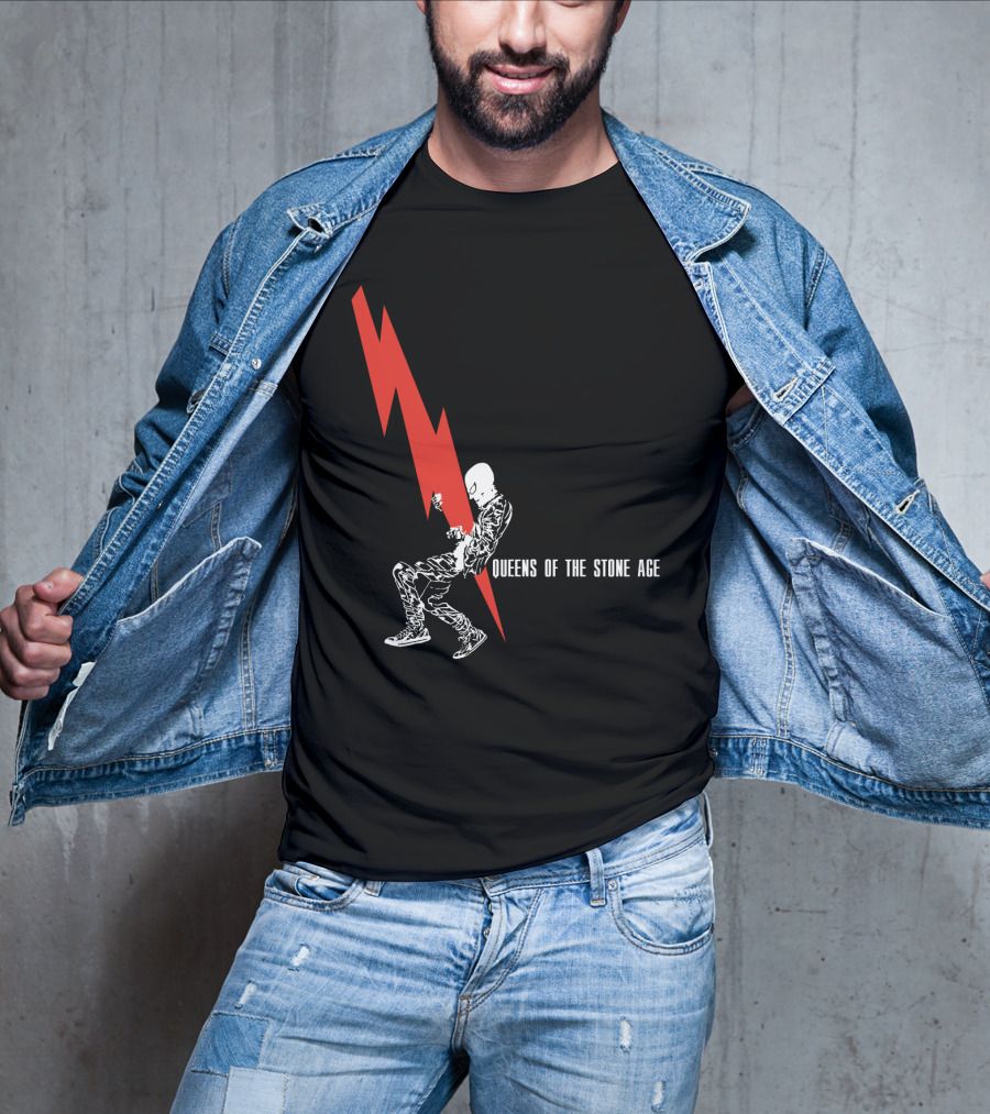 Queens Of The Stone Age Red Lightning Skeleton T-Shirt