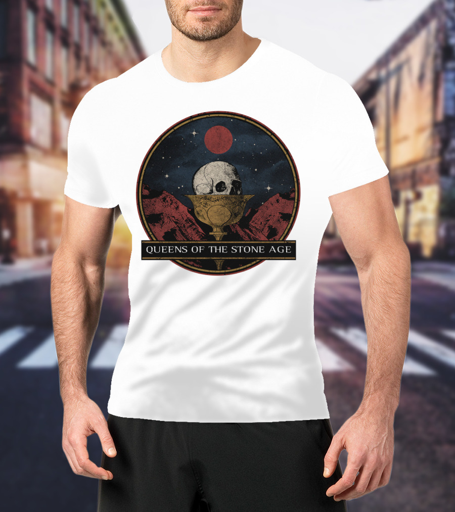 Queens Of The Stone Age Skull Goblet Moon Desert T-Shirt
