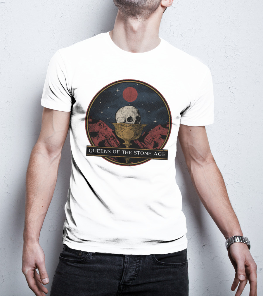 Queens Of The Stone Age Skull Goblet Moon Desert T-Shirt