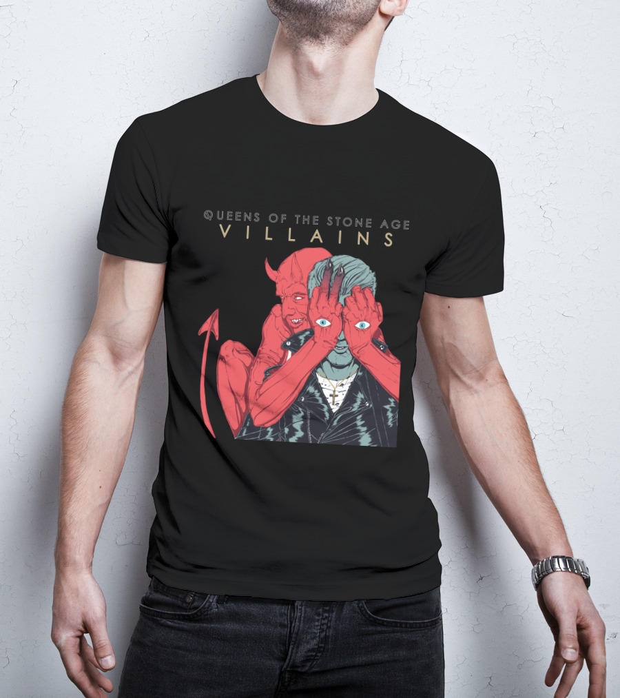 Queens Of The Stone Age Villains Devil And Leather Jacket T-Shirt