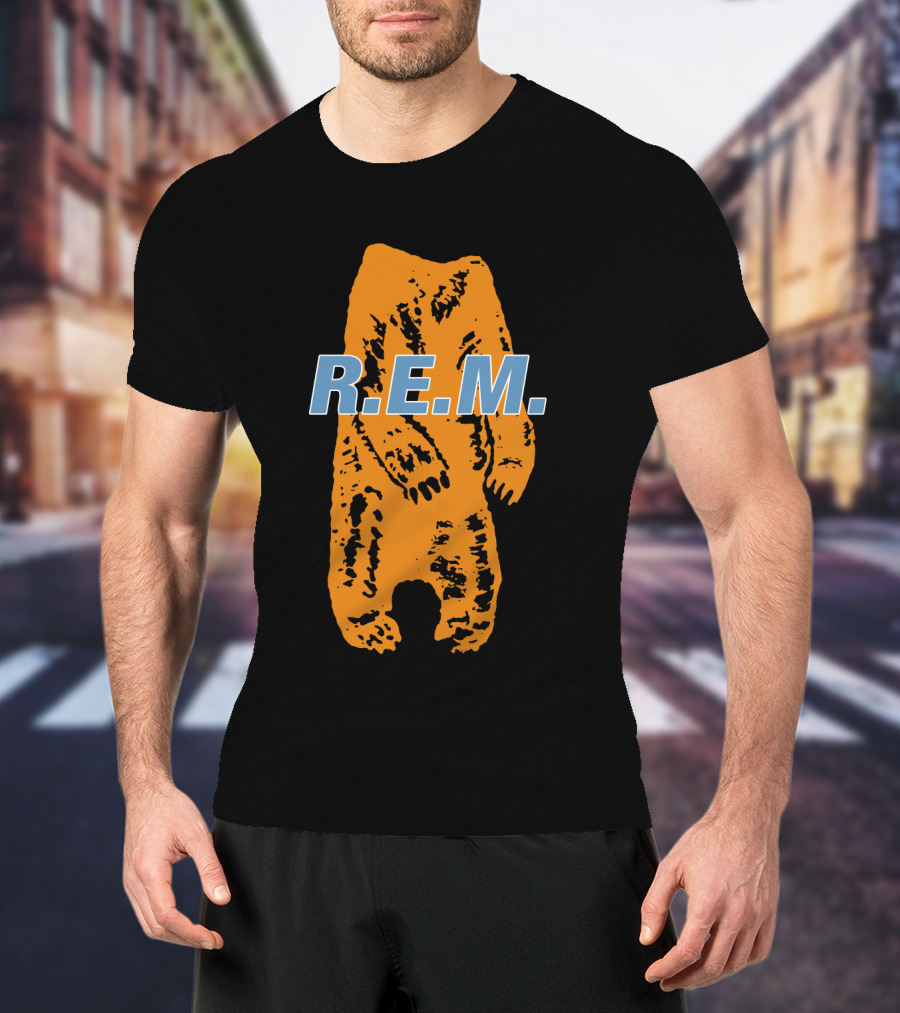 R.E.M. Orange Bear Motif T-Shirt