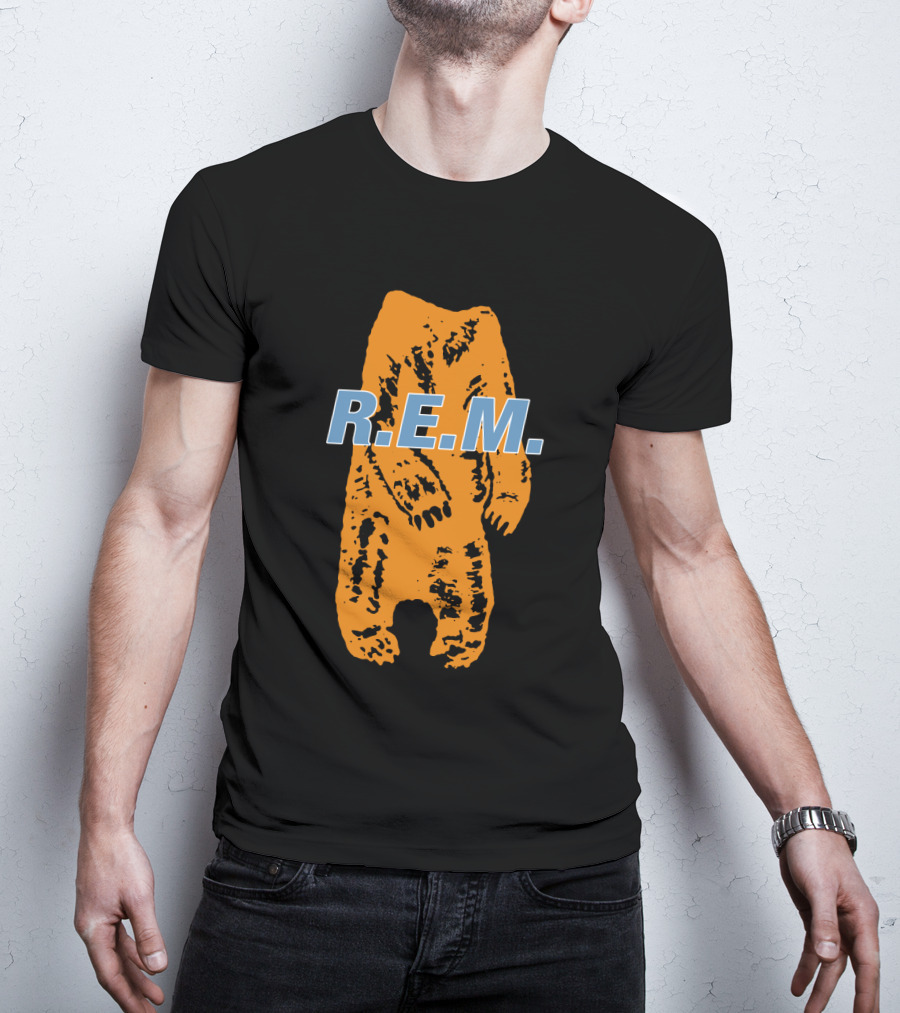 R.E.M. Orange Bear Motif T-Shirt