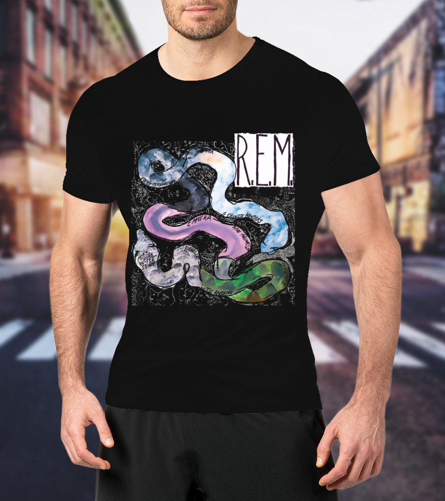 R.E.M. Fifteen Reckoning Camera Seven Chinese Letter Adventure T-Shirt