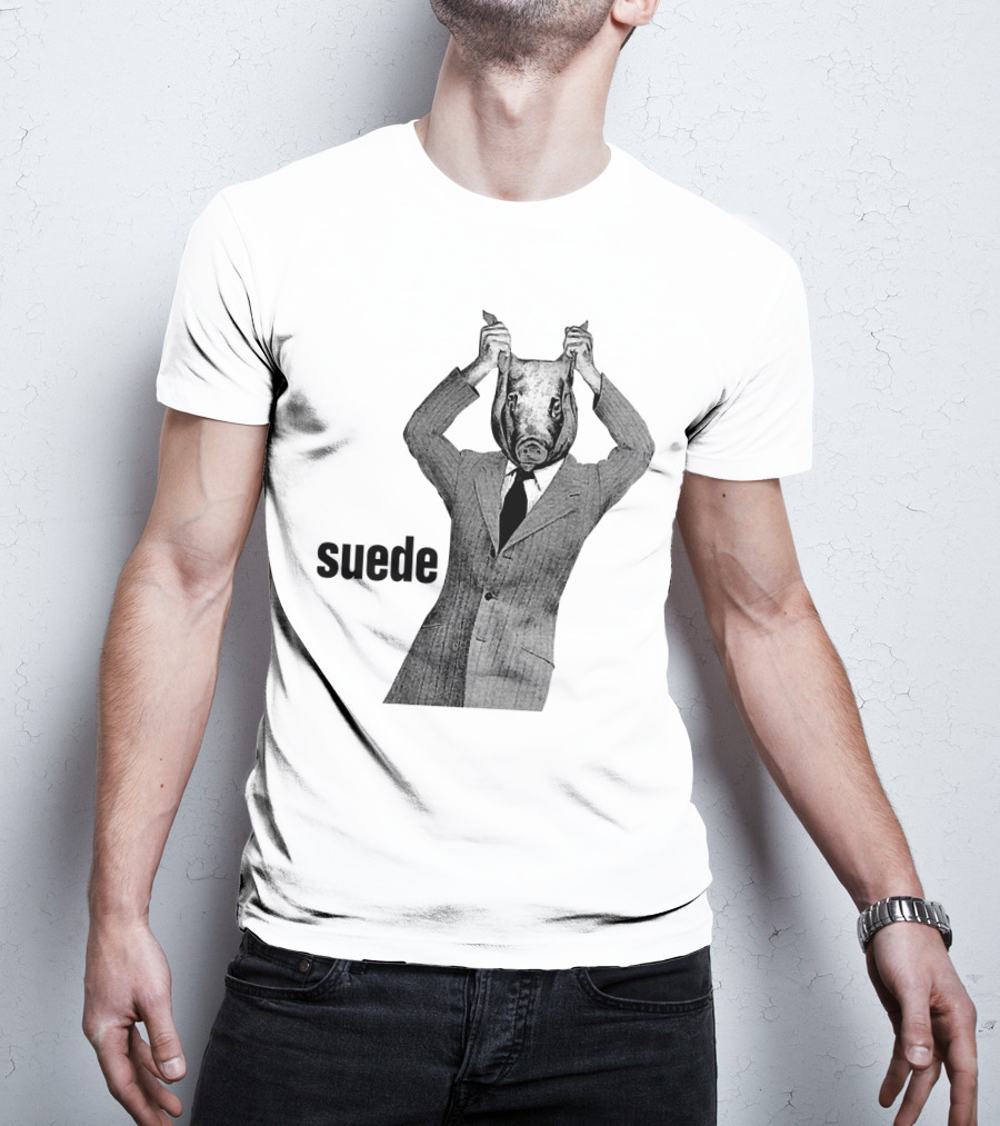 Suede Pig Head Suit Man Artwork Sde T-Shirt