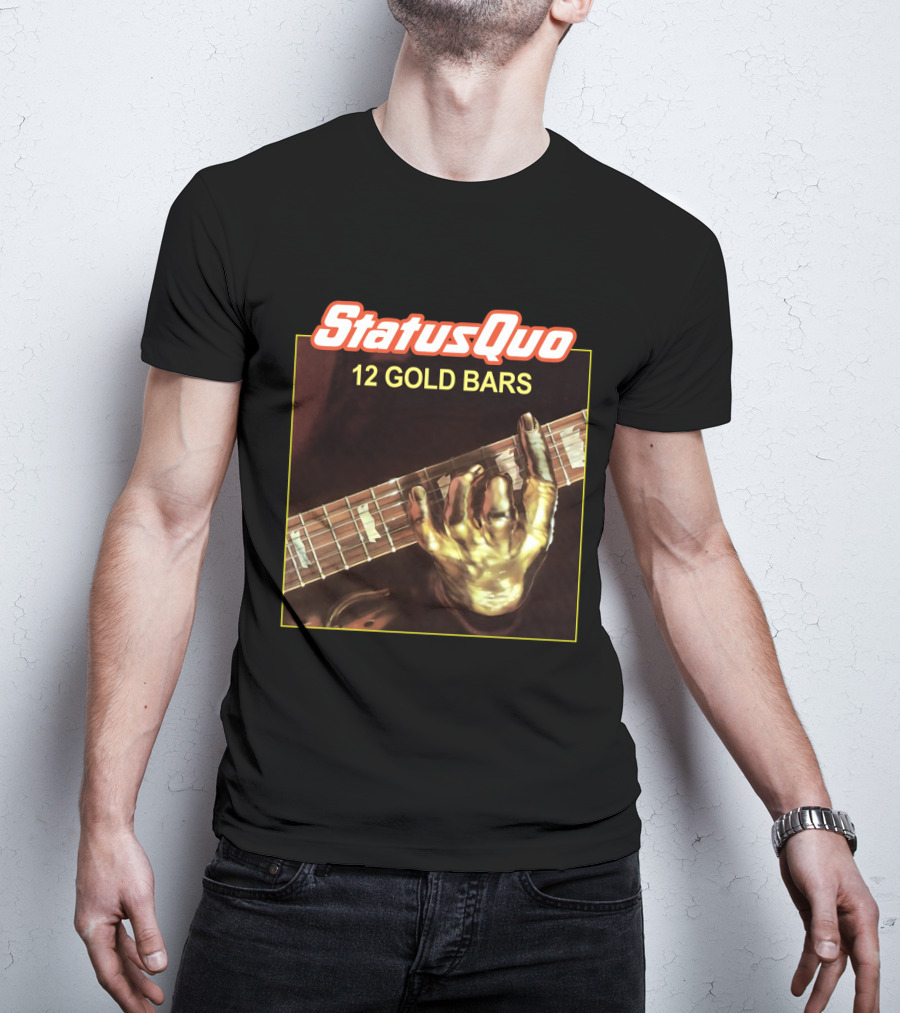 StatusQuo 12 Gold Bars Guitar Album Cover T-Shirt