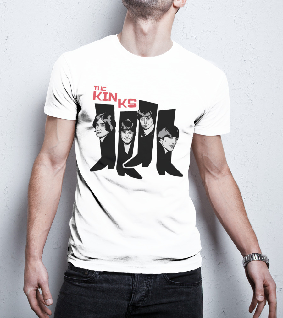 The Kinks Iconic Band Members Black Silhouette Art T-Shirt