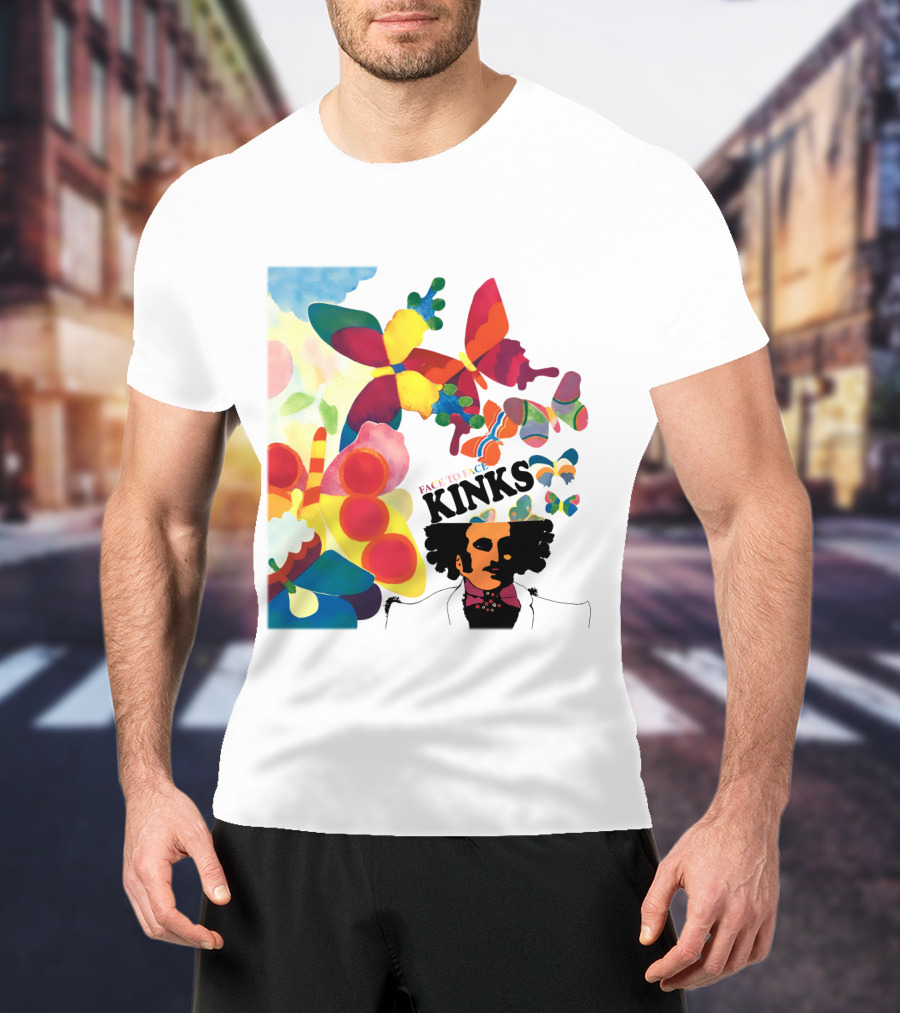 Face To Face Kinks Psychedelic Butterfly Collage T-Shirt
