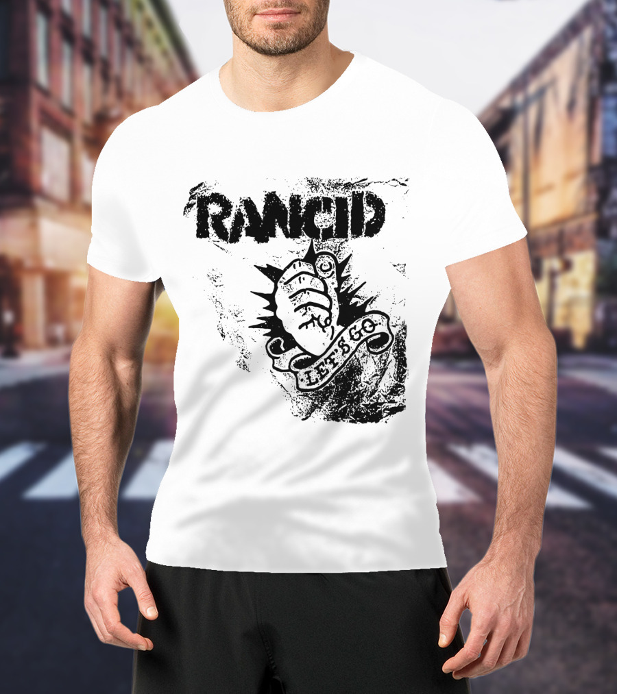Rancid Let's Go Fist Logo Grunge Style T-Shirt