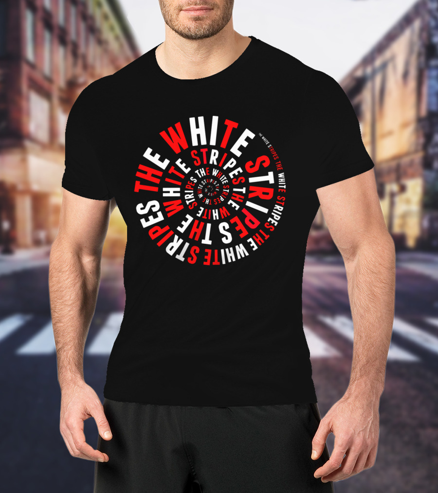 The White Stripes Spiral Text Optical Illusion T-Shirt