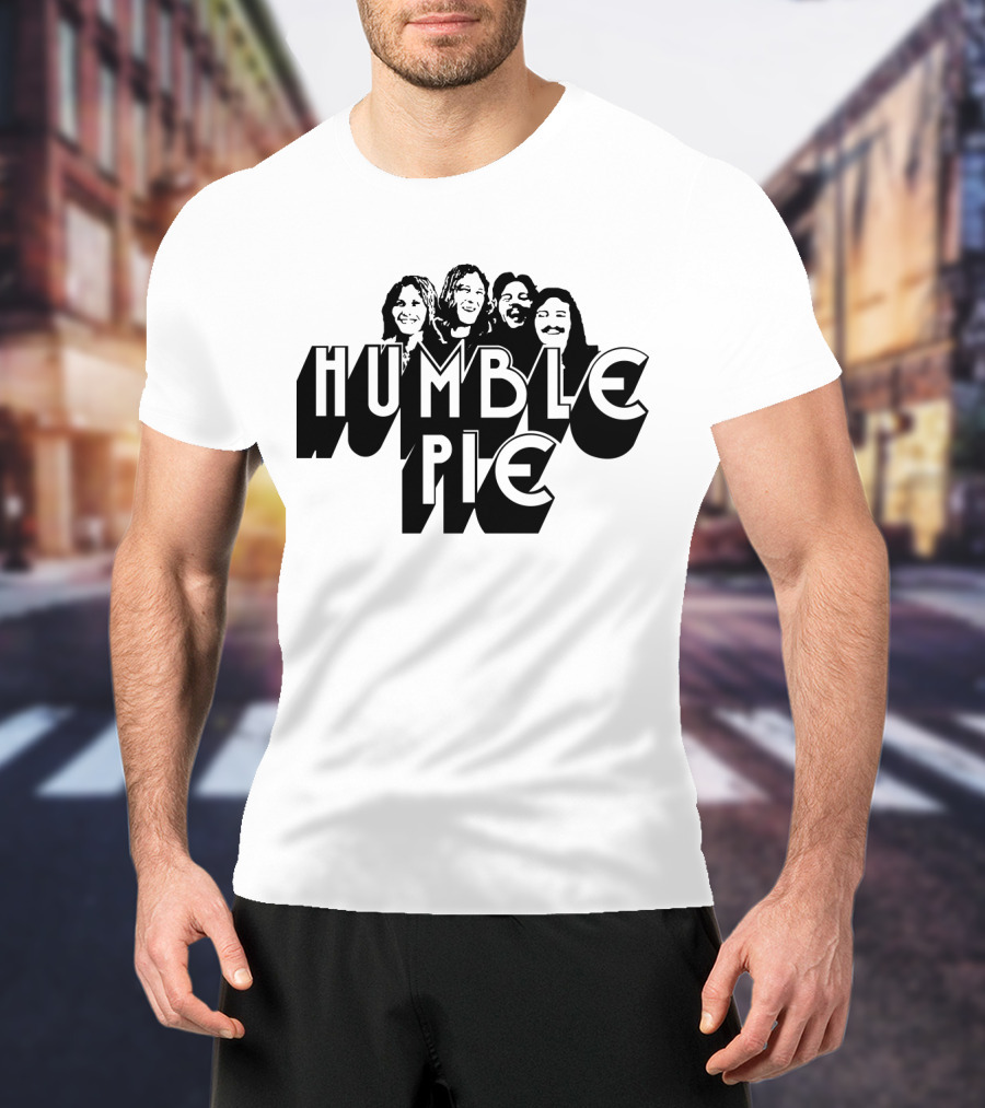Humble Pie Band Members Black And White Retro T-Shirt