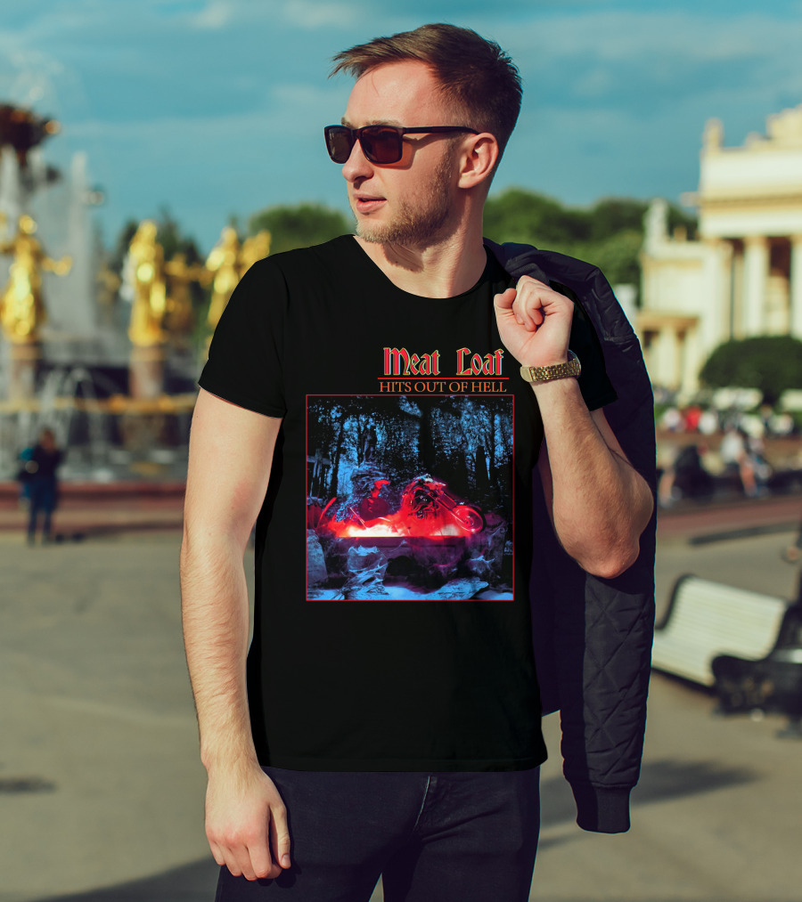 Meat Loaf Hits Out Of Hell Motorcycle Forest Scene T-Shirt