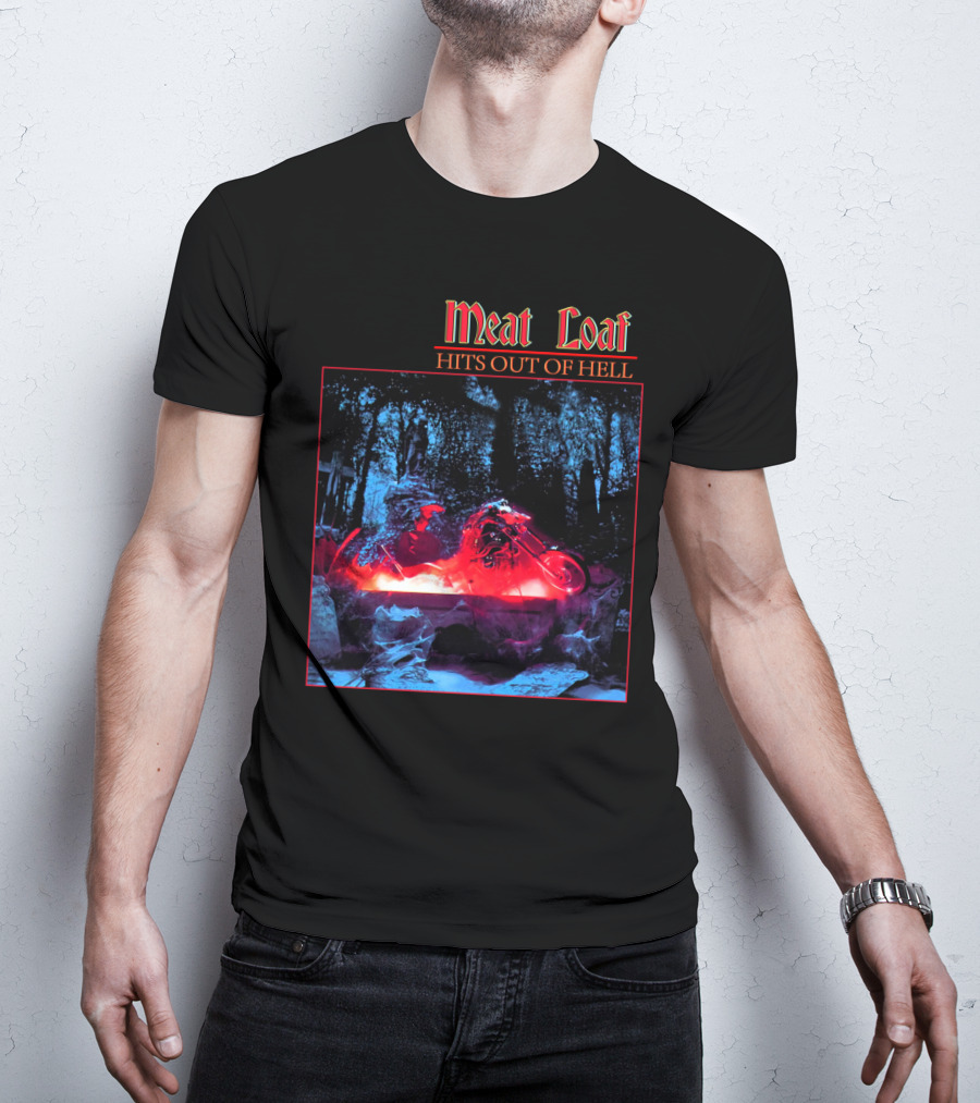 Meat Loaf Hits Out Of Hell Motorcycle Forest Scene T-Shirt