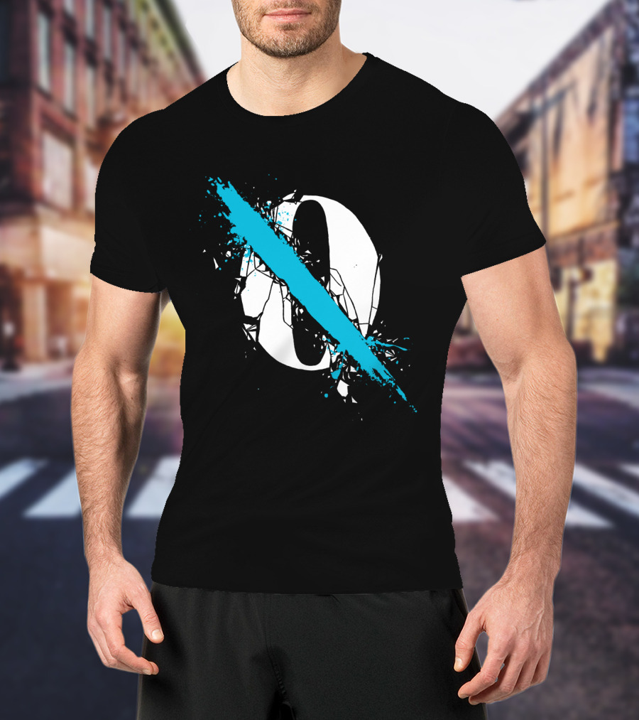 Qotsa Cracked Zero With Blue Diagonal Line T-Shirt