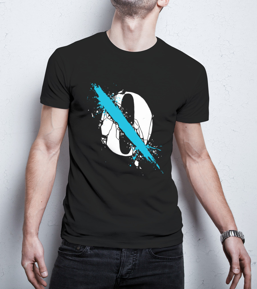 Qotsa Cracked Zero With Blue Diagonal Line T-Shirt