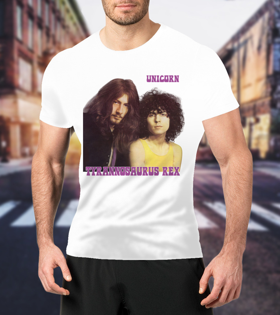 Unicorn Tyrannosaurus Rex Band Members Retro Photo T-Shirt