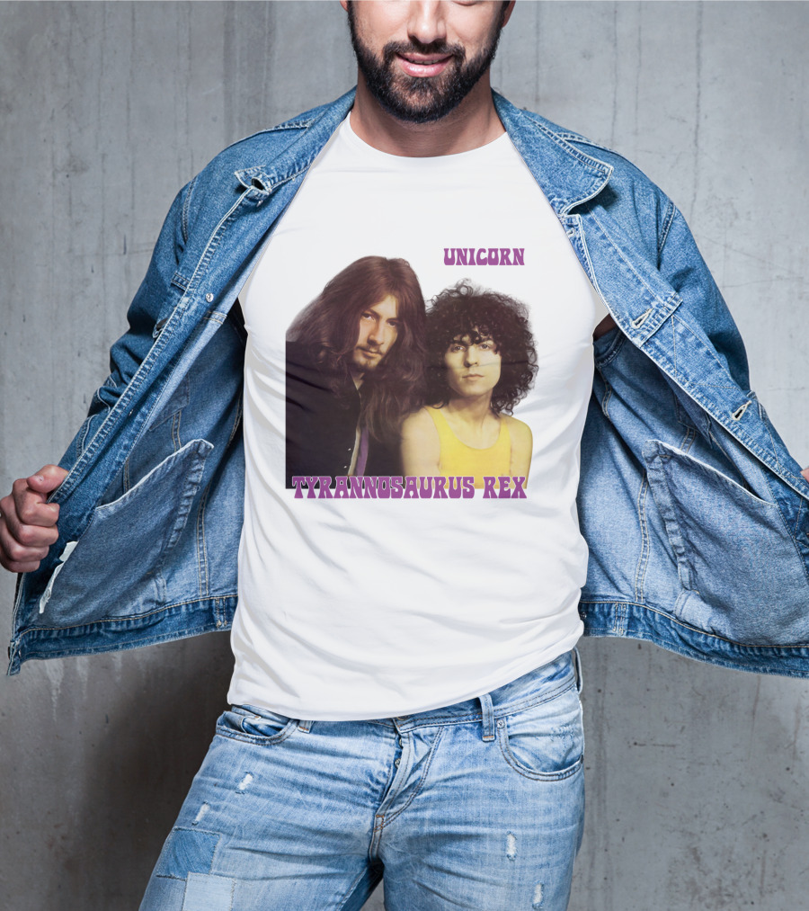 Unicorn Tyrannosaurus Rex Band Members Retro Photo T-Shirt