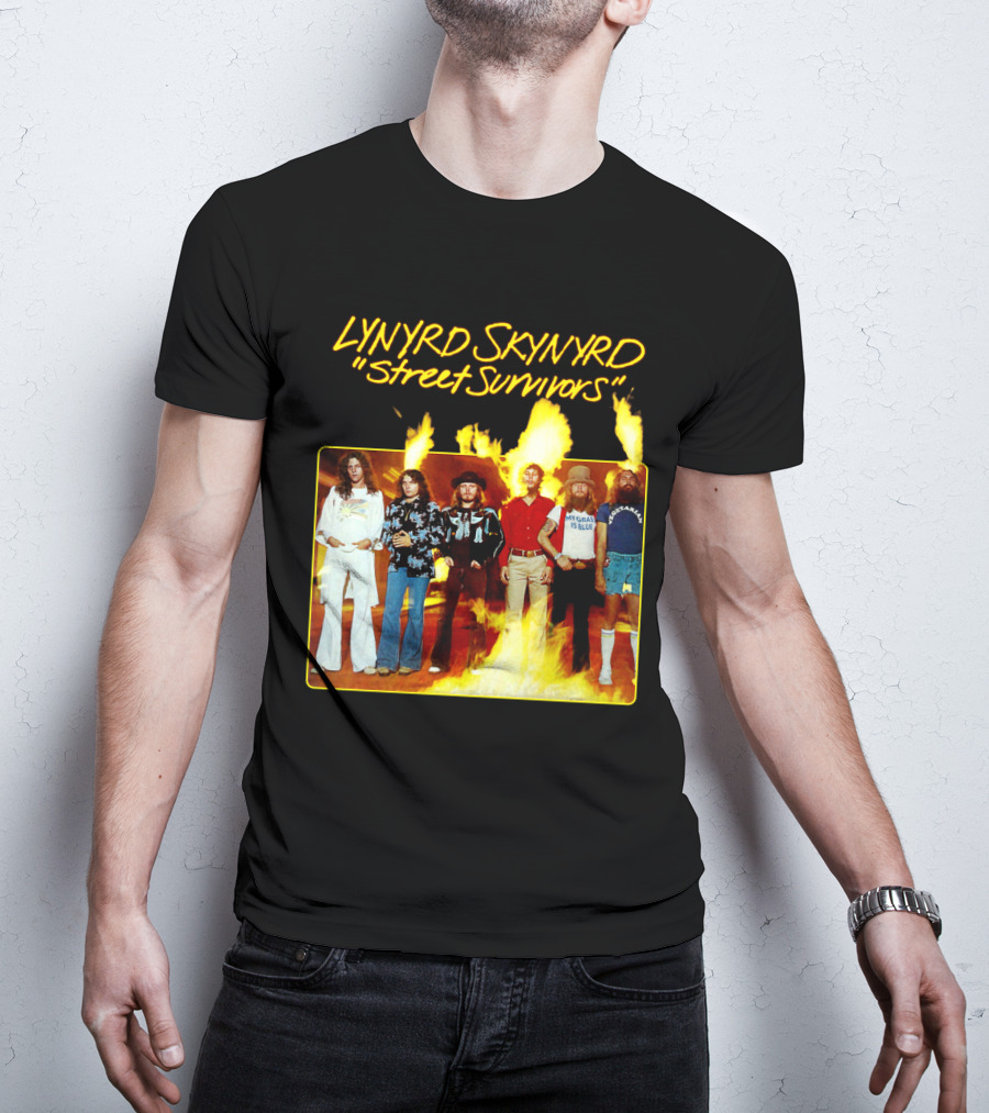 Lynyrd Skynyrd Street Survivors Album Cover Art Fiery T-Shirt