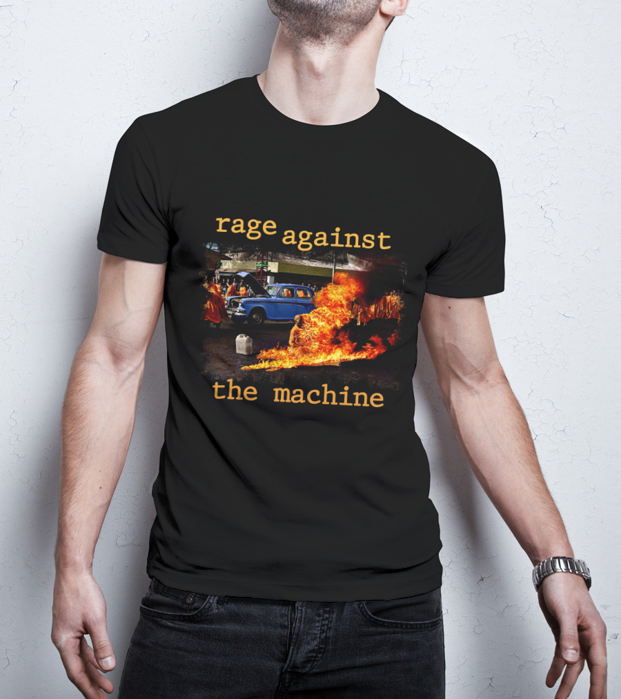 Rage Against The Machine Burning Car Riot Scene T-Shirt