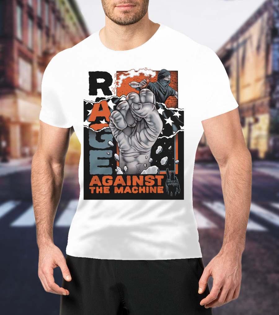 Rage Against The Machine Raised Fist With Stars And Protest T-Shirt