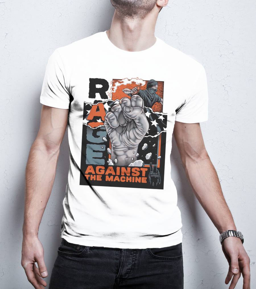 Rage Against The Machine Raised Fist With Stars And Protest T-Shirt