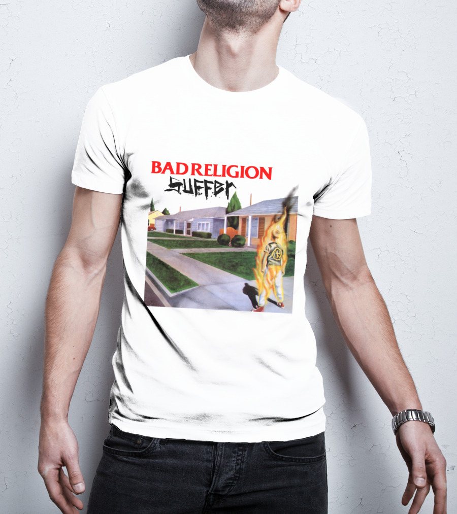 Bad Religion Suffer Album Cover Burning Figure Artwork T-Shirt
