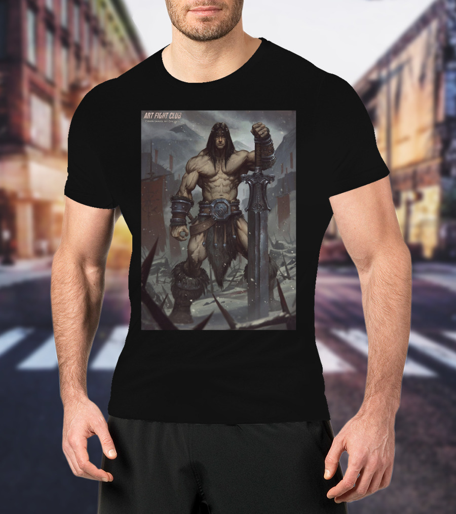 Art Fight Club Conan Chamba Sword Warrior Scene T-Shirt