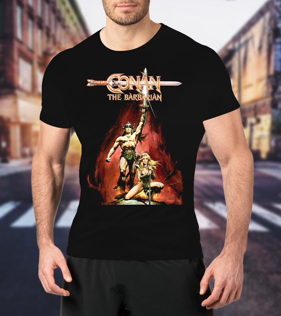 Conan The Barbarian Sword And Warrior Artwork T-Shirt