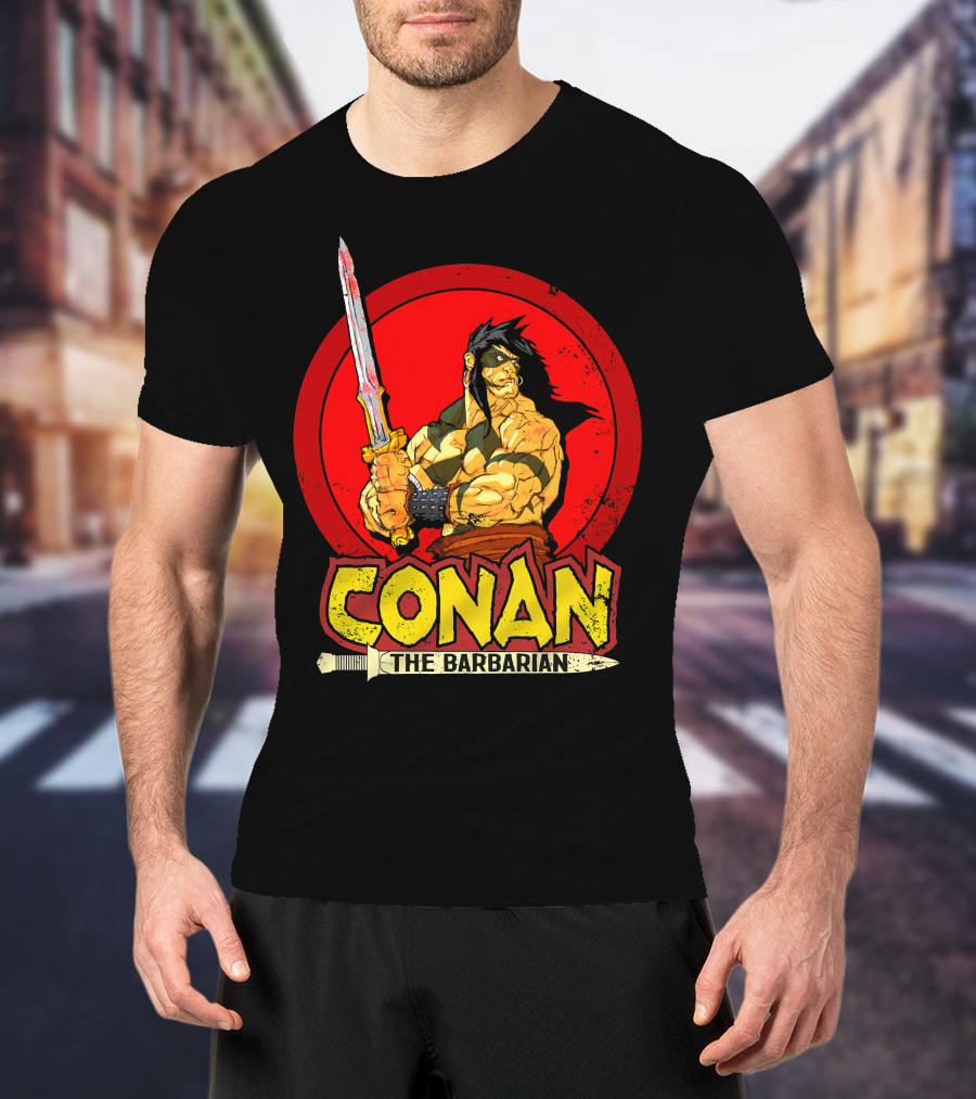 Conan The Barbarian Sword Warrior Red Circle T-Shirt