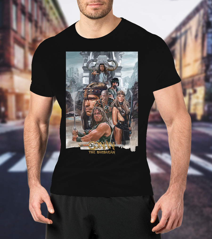 Conan The Barbarian Movie Characters Collage - Sword And Fortress T-Shirt