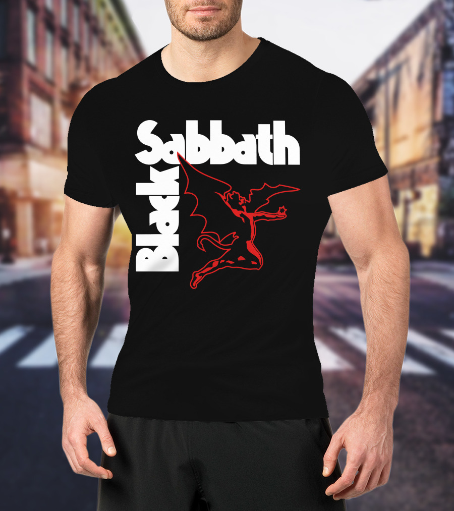 Black Sabbath Logo With Red Winged Figure T-Shirt