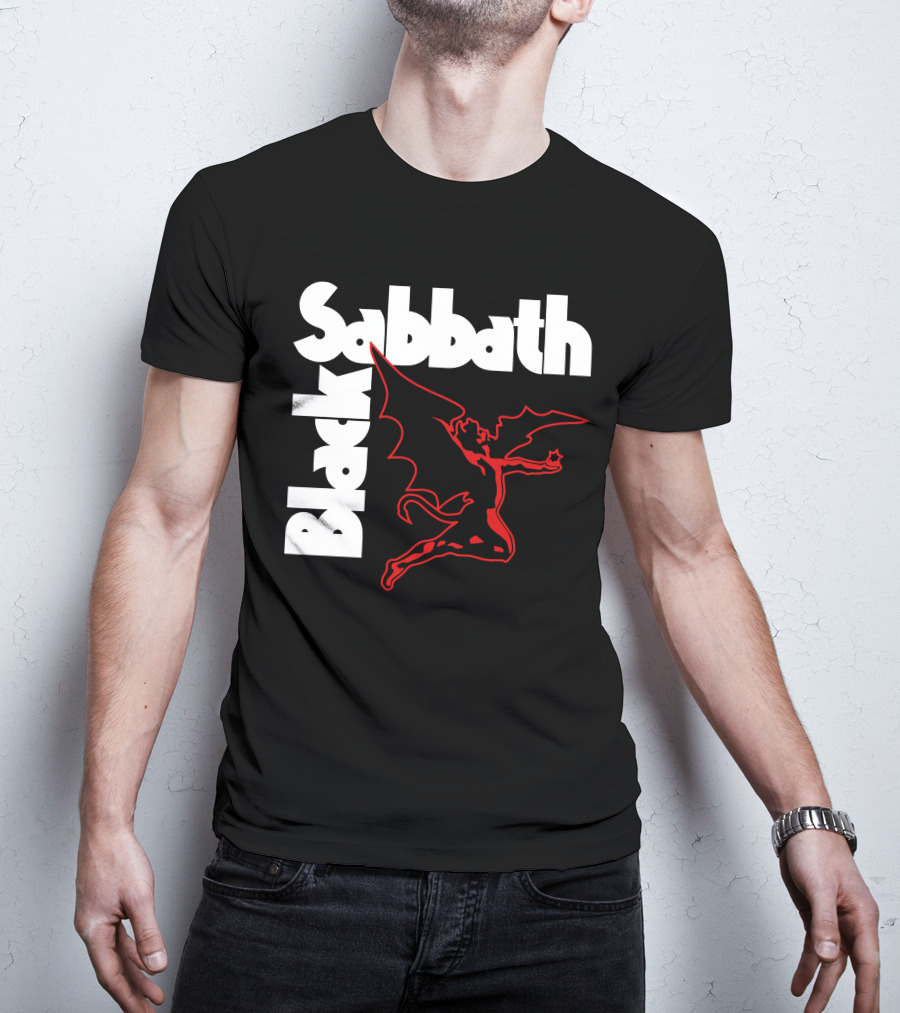 Black Sabbath Logo With Red Winged Figure T-Shirt