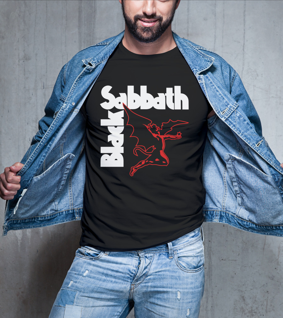 Black Sabbath Logo With Red Winged Figure T-Shirt