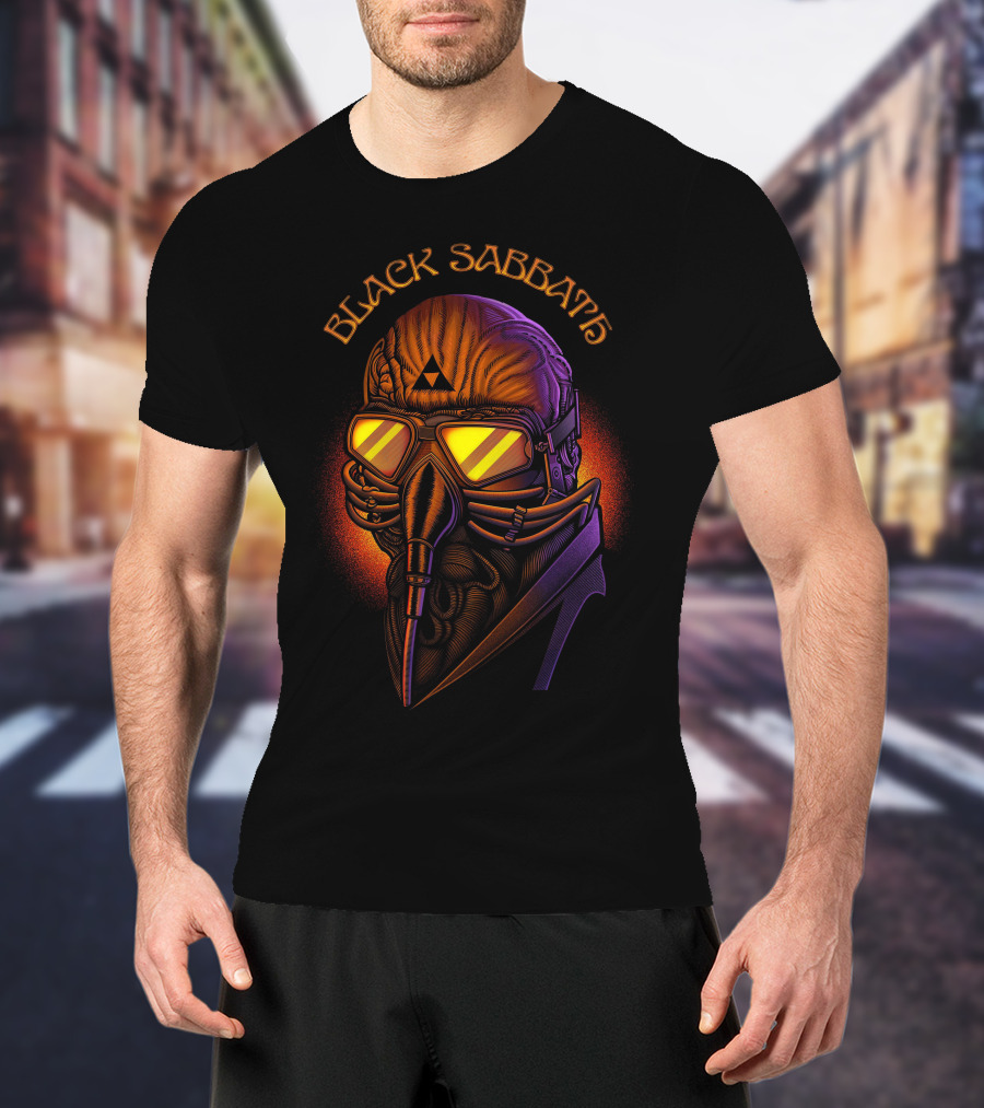 Black Sabbath Plague Doctor Gas Mask Art T-Shirt