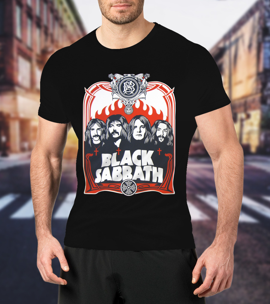 Black Sabbath Vintage Style Band Portrait With Gothic Symbolism T-Shirt